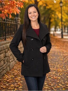 H&M Black Double-Breasted Peacoat